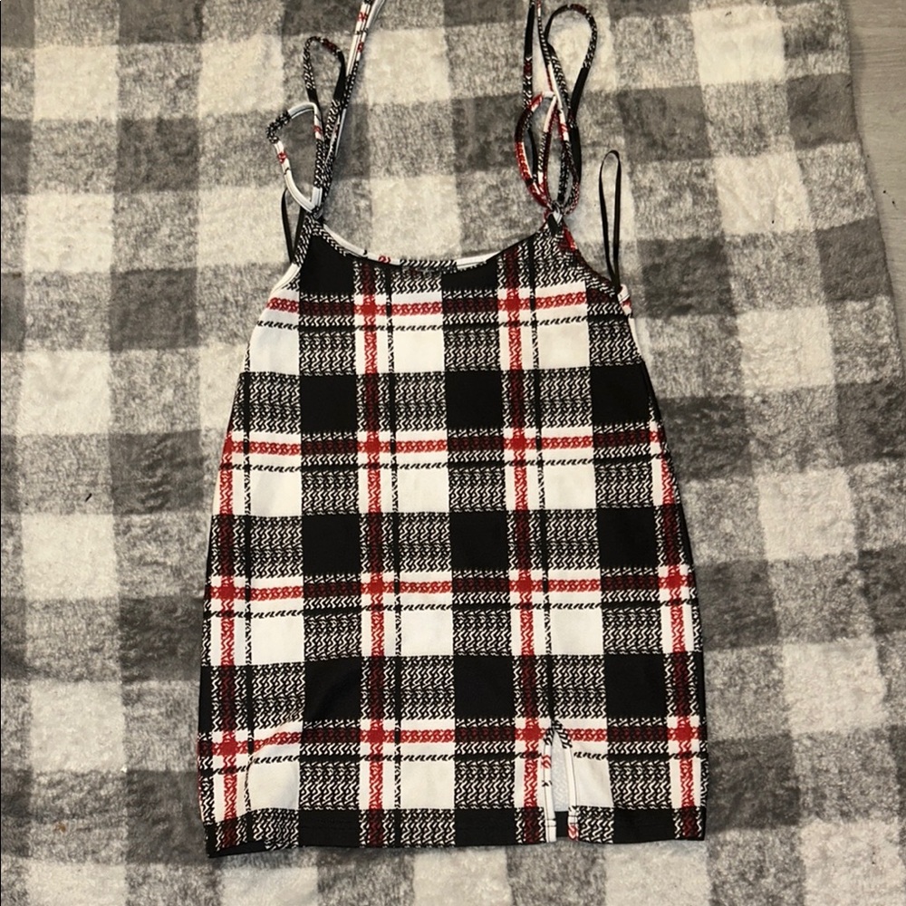 Plaid Tank Top in Black, White, and Red